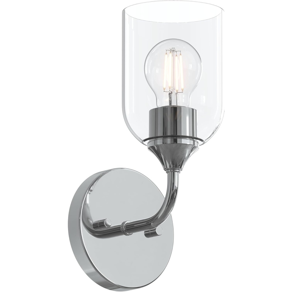 image:imageProgress Lighting Ilia 1Light Wall Sconce Transitional Wall Sconce Chrome with Clear Glass Shade 11 in H x 5 in W x 6 in Dia P710155015