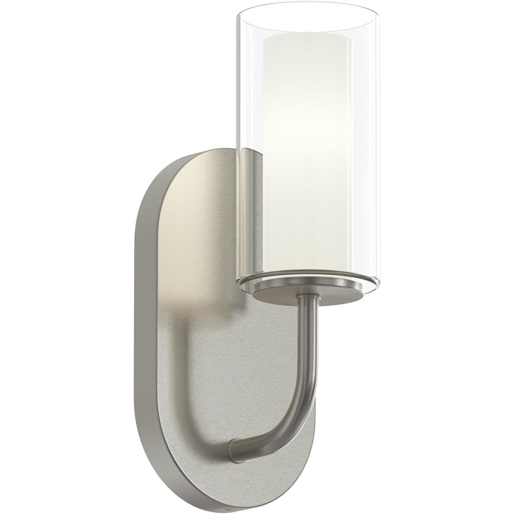 image:imageProgress Lighting Mack 45 Inch 1Light Wall Sconce Modern Traditional Wall Fixture Brushed Nickel with Layered Glass Shade 105 in H x 45 in W x 475 in D P710158009