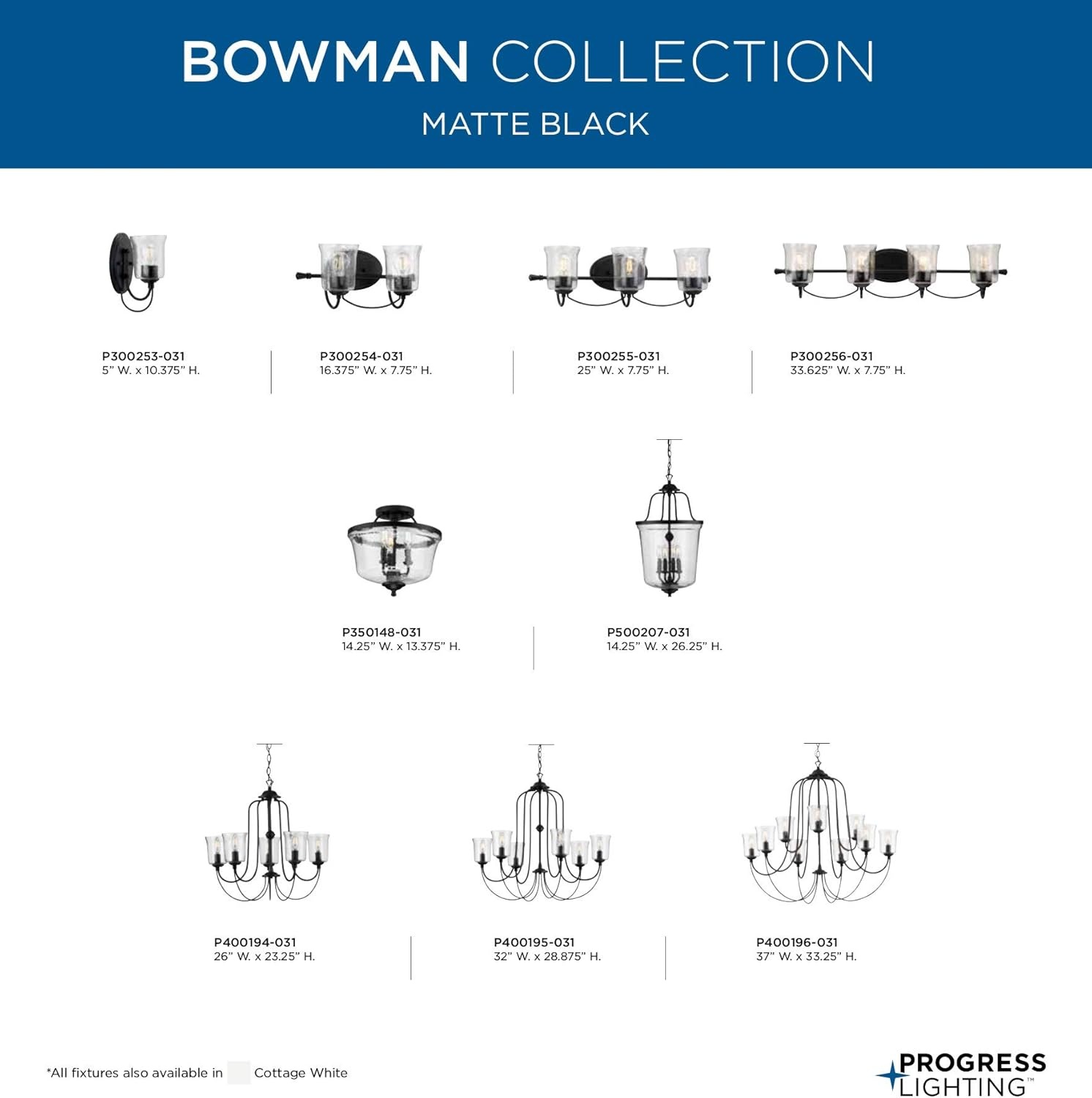 image:imageProgress Lighting Bowman Collection Black TwoLight BathBlack