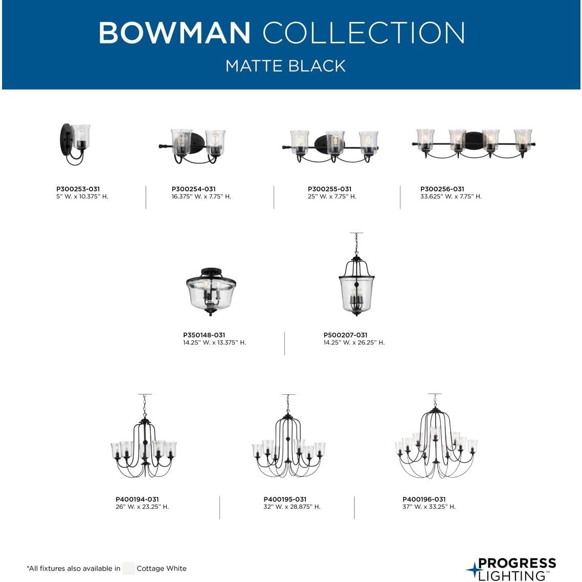image:imageProgress Lighting Bowman Collection Black TwoLight BathBlack