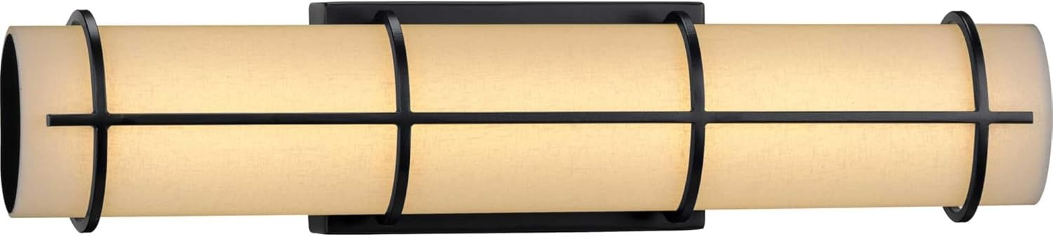 image:imageProgress Lighting Grid LED Collection 30Inch 1Light Matte Black White Linen LED Modern Linear Bath Vanity LightBlack