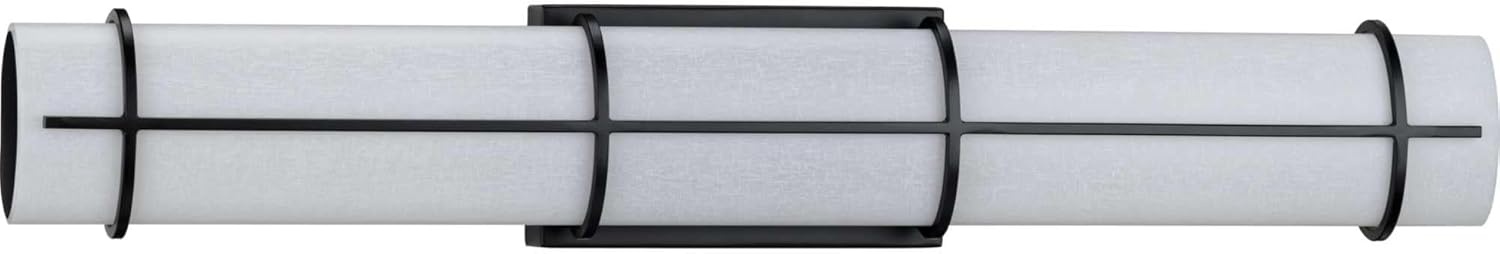 image:imageProgress Lighting Grid LED Collection 30Inch 1Light Matte Black White Linen LED Modern Linear Bath Vanity LightBlack