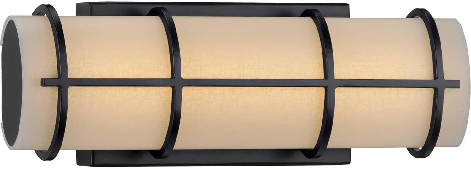 image:imageProgress Lighting Grid LED Collection 30Inch 1Light Matte Black White Linen LED Modern Linear Bath Vanity LightBlack