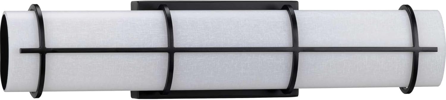 image:imageProgress Lighting Grid LED Collection 30Inch 1Light Matte Black White Linen LED Modern Linear Bath Vanity LightBlack