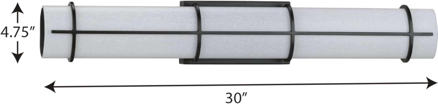 image:imageProgress Lighting Grid LED Collection 30Inch 1Light Matte Black White Linen LED Modern Linear Bath Vanity LightBlack
