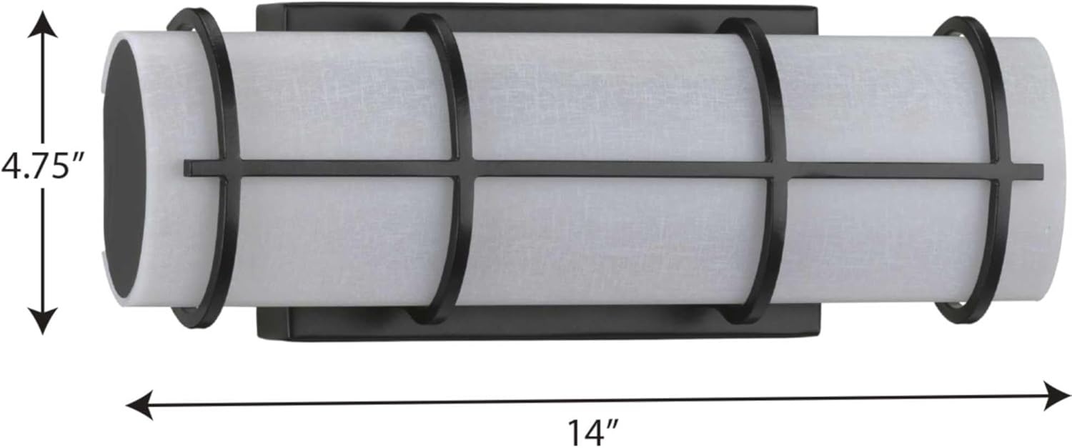 image:imageProgress Lighting Grid LED Collection 30Inch 1Light Matte Black White Linen LED Modern Linear Bath Vanity LightBlack