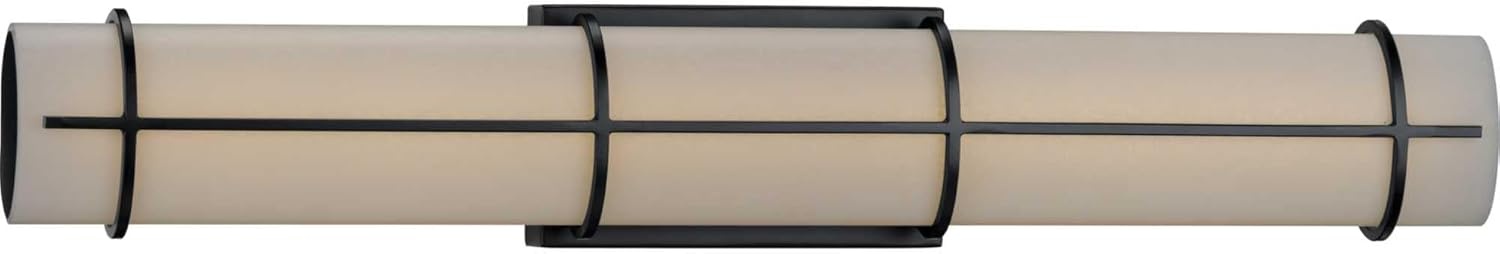 image:imageProgress Lighting Grid LED Collection 30Inch 1Light Matte Black White Linen LED Modern Linear Bath Vanity LightBlack