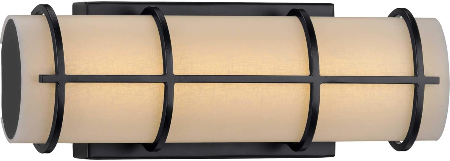 image:imageProgress Lighting Grid LED Collection 30Inch 1Light Matte Black White Linen LED Modern Linear Bath Vanity LightBlack