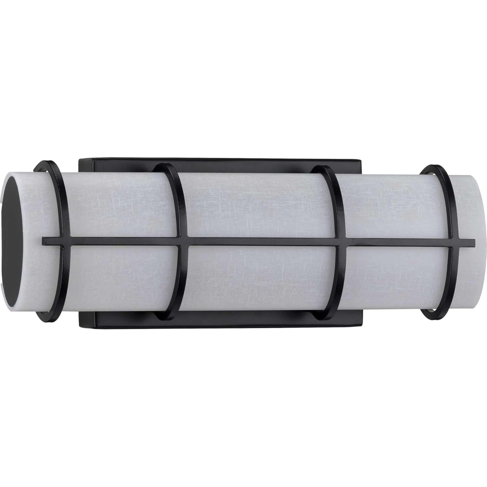 image:imageProgress Lighting Grid LED Collection 30Inch 1Light Matte Black White Linen LED Modern Linear Bath Vanity LightBlack